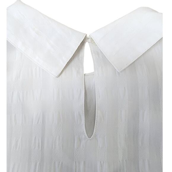 Laura & Jayne White Textured Dress Blouse Womens Size 8 Long Sleeve Textured Top - Picture 9 of 15